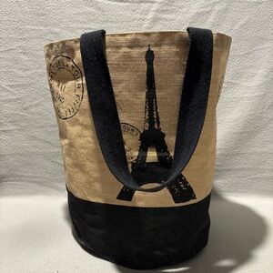 Vtg. MAI 1910 Sommet de la Tour Eiffel Tower Paris Canvas Fiber Tote Bag round